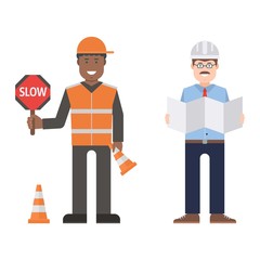 Workers man vector set.