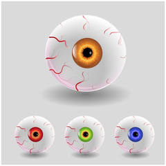 Set of Halloween Human Eyes, Eyeball with Veins Icon Symbol Design. Vector illustration isolated on gray background