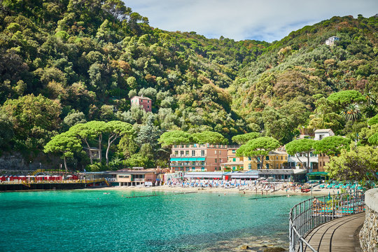 Beautiful bay of "Paraggi" / Beach next to Portofino in Italy 