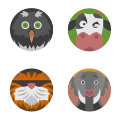 Animals emotions icons vector set.