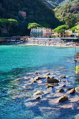 Beautiful bay of "Paraggi" / Beach next to Portofino in Italy 