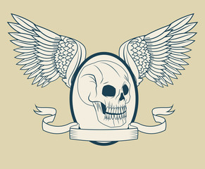 Skull with wings icon. Tattoo art urban style and culture theme. Vector illustration