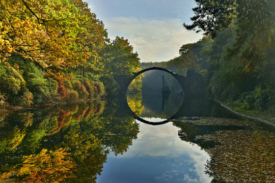 Amazing Place In Germany - Rakotzbrucke Also Known As Devils Bridge In Kromlau.