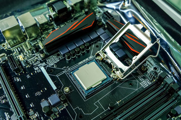 CPU Processor  that is installed in the socket a motherboard, Computer
