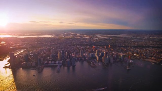  Aerial view of downtown Jersey City at sunset 
