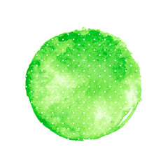 Watercolor green flyspecked stain on white.