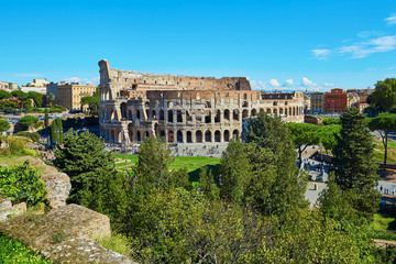 Aerial scenic view of Colosseum in Rome, Italy