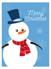 Snowman cartoon  icon. Christmas season card decoration and celebration theme. Colorful design. Vector illustration