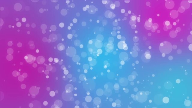 Glowing abstract holiday background with white bokeh lights flickering on pink purple blue gradient backdrop.
