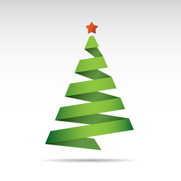 Green Christmas Tree. Vector Illustration.