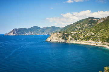 Fototapeta na wymiar Coastline of Cinque Terre / Ocean View in Liguria - Italy 
