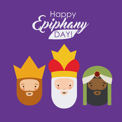 The three wisemen cartoons icon. Happy epiphany day holy night and christmas theme. Colorful design. Vector illustration