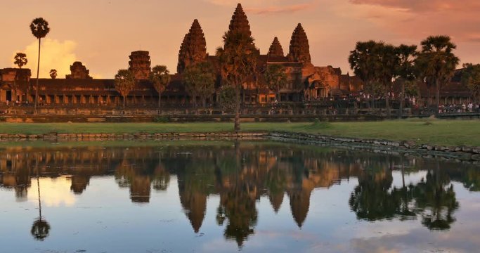 Sunset Angkor Wat Cambodia ancient hindu civilization temple