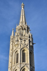 Fototapeta na wymiar Matthias Church beautiful gothic spire in Budapest