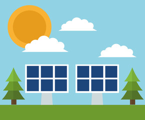 Solar panel icon. Ecology renewable innovation and alternative theme. Vector illustration