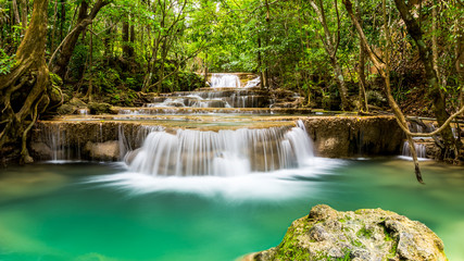 Fototapeta na wymiar Huay Mae Khamin Waterfall in Kanchanaburi province of Thailand