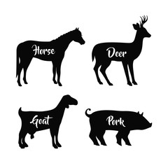 Horse deer goat and pork icon. Animal life nature and fauna theme. Vector illustration