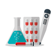 Flask and medicine icon. Medical health care and hospital  theme. Colorful design. Vector illustration