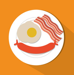 Sausage egg and bacon icon. Fast food menu restaurant and market theme. Colorful design. Vector illustratio