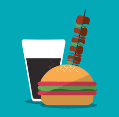 Hamburger and soda icon. Fast food menu restaurant and market theme. Colorful design. Vector illustratio