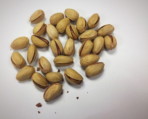 Pistachio nut on white background