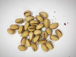 Pistachio nut on white background