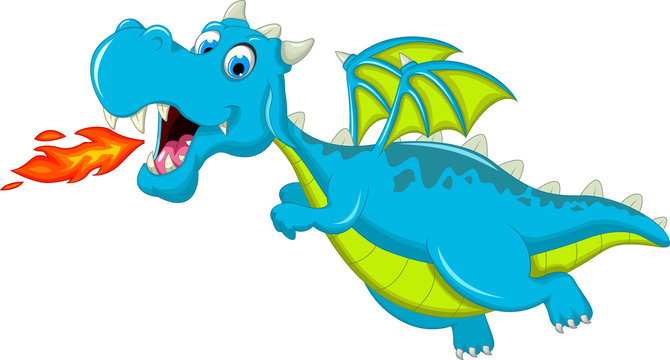 blue dragon cartoon flying