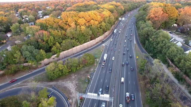 Aerial Footage Hwy 295 North via New Jersey in the Fall