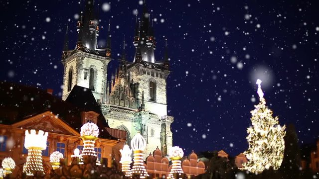 Christmas Night in the Prague Square