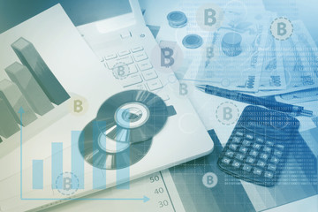 Fototapeta premium Bitcoin is a digital currency payment system ,FINTECH Concept