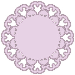 Circle background line border frame with delicate lace contour isolated on white (transparent) fond. Space can be used for invitations, promotional poster or greeting cards  text. Vector illustration