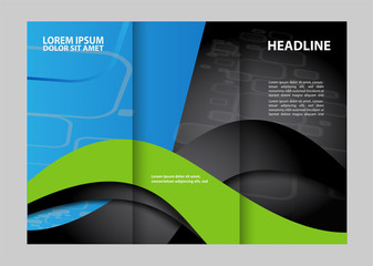 Colors Polygonal Geometric Elements Style Business Tri-Fold Brochure Template. Corporate Leaflet, Cover Design
