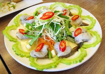 Fresh Rew Prawn In Spicy Fish Sauce and Bitter Gourd