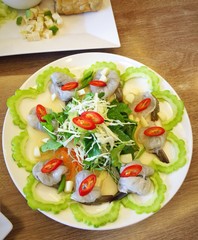 Fresh Rew Prawn In Spicy Fish Sauce and Bitter Gourd