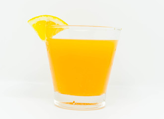 Fototapeta na wymiar Orange juice and slices of orange isolated on white background