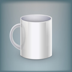 Realistic classic white cup. Vector illustration