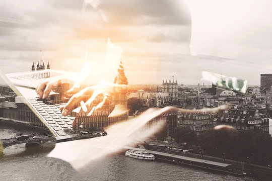 Double exposure,StartUp Programming Team. Website designer worki