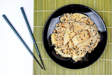 Chinese vegetable festival as grilled flour in mixed sugar and sesame as 
