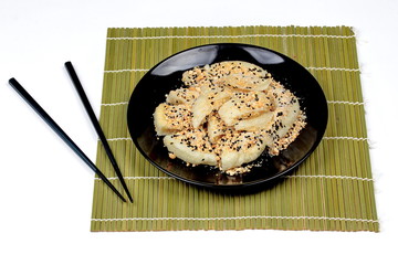 Chinese vegetable festival as grilled flour in mixed sugar and sesame as 