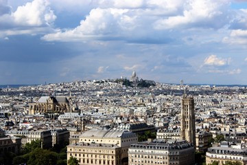 Fototapeta na wymiar Sacre Couer in Montmatre with Skyline of Paris