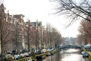 Fototapeta premium Amsterdam, Netherlands - March 31, 2016 : Beautiful view of Amst