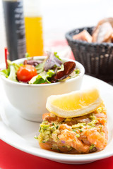 A seafood salad with smoked salmon