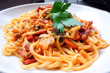 tasty pasta-Italian meat sauce pasta on the table