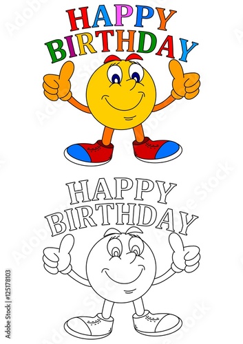 "Ball with a smile and a thumbs-up sign happy birthday - vector eps ...