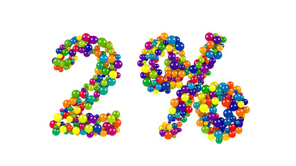 Dynamic colored orbs forming 2 percent