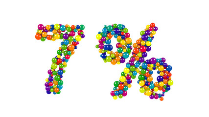 Colorful spheres in the shape of seven percent