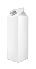 White cardboard package  with cap for beverage, juice and milk
