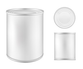 White blank metal tincan for soup, fish, beans and other product