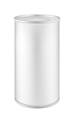White blank metal tincan for soup, fish, beans and other product