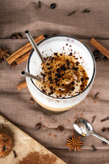 coffee latte with chocolate sprinkles
